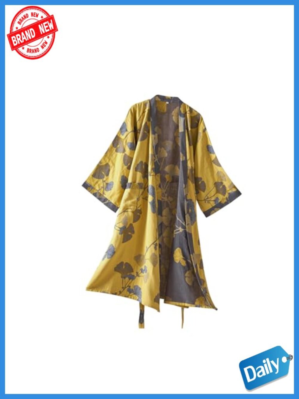 Cotton Gauze Kimono Robe, Long Loungewear Bathrobe Nightgown